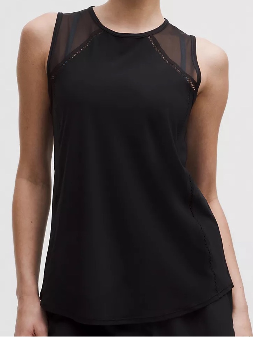 Sculpt Tank Top Lace Trim black size 8
